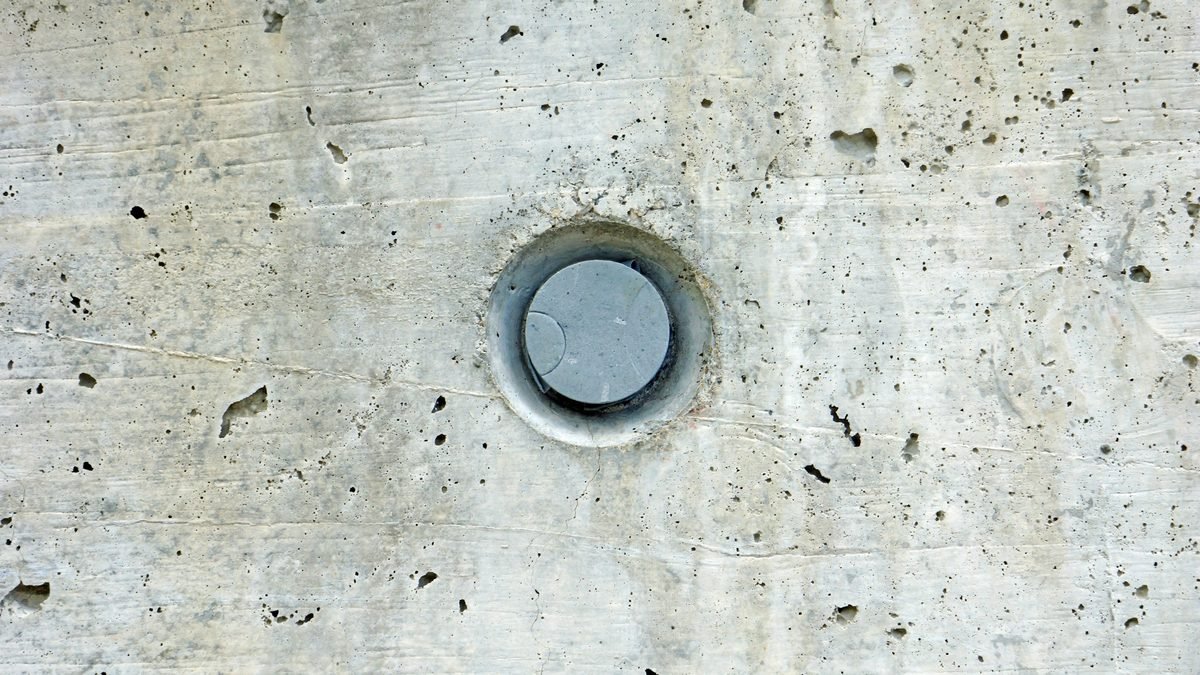 A clean cored hole through a concrete panel
